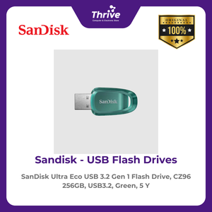 SanDisk Ultra Eco USB 3.2 Gen 1 Flash Drive, CZ96 256GB, USB3.2, Green, 5 Y