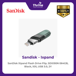 Load image into Gallery viewer, SanDisk iXpand Flash Drive Flip, SDIX90N 064GB, Black, iOS, USB 3.0, 2Y
