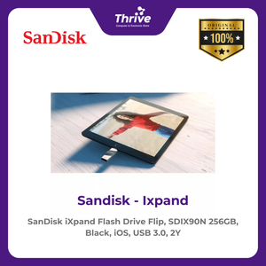 SanDisk iXpand Flash Drive Flip, SDIX90N 256GB, Black, iOS, USB 3.0, 2Y