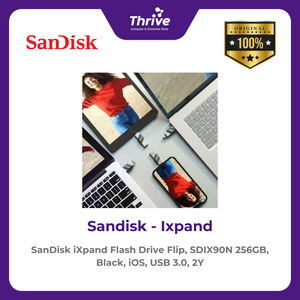 SanDisk iXpand Flash Drive Flip, SDIX90N 256GB, Black, iOS, USB 3.0, 2Y