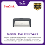 Load image into Gallery viewer, SanDisk Ultra Dual Drive USB Type C, SDDDC2 64GB, USB Type C, Black, USB3.1/Type C reversible connector, Retractable Design , Type-C enabled Android devices, 5Y
