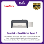 Load image into Gallery viewer, SanDisk Ultra Dual Drive USB Type C, SDDDC2 128GB, USB Type C, Black, USB3.1/Type C reversible connector, Retractable Design , Type-C enabled Android devices, 5Y