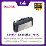 Load image into Gallery viewer, SanDisk Ultra Dual Drive USB Type C, SDDDC2 128GB, USB Type C, Black, USB3.1/Type C reversible connector, Retractable Design , Type-C enabled Android devices, 5Y