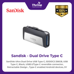 Load image into Gallery viewer, SanDisk Ultra Dual Drive USB Type C, SDDDC2 256GB, USB Type C, Black, USB3.1/Type C reversible connector, Retractable Design , Type-C enabled Android devices, 5Y