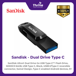 Load image into Gallery viewer, SanDisk Ultra® Dual Drive Go USB Type-C™ Flash Drive, SDDDC3 64GB, USB Type C, Black, USB3.1/Type C reversible connector, Swivel Design, Type-C enabled Android devices, 5Y
