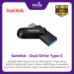 Load image into Gallery viewer, SanDisk Ultra® Dual Drive Go USB Type-C™ Flash Drive, SDDDC3 64GB, USB Type C, Black, USB3.1/Type C reversible connector, Swivel Design, Type-C enabled Android devices, 5Y
