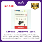Load image into Gallery viewer, SanDisk Ultra® Dual Drive Go USB Type-C™ Flash Drive, SDDDC3 64GB, USB Type C, Black, USB3.1/Type C reversible connector, Swivel Design, Type-C enabled Android devices, 5Y
