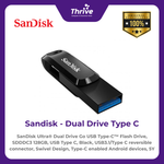 Load image into Gallery viewer, SanDisk Ultra® Dual Drive Go USB Type-C™ Flash Drive, SDDDC3 128GB, USB Type C, Black, USB3.1/Type C reversible connector, Swivel Design, Type-C enabled Android devices, 5Y
