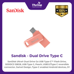 Load image into Gallery viewer, SanDisk Ultra® Dual Drive Go USB Type-C™ Flash Drive, SDDDC3 128GB, USB Type C, Peach, USB3.1/Type C reversible connector, Swivel Design, Type-C enabled Android devices, 5Y
