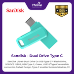 Load image into Gallery viewer, SanDisk Ultra® Dual Drive Go USB Type-C™ Flash Drive, SDDDC3 128GB, USB Type C, Green, USB3.1/Type C reversible connector, Swivel Design, Type-C enabled Android devices, 5Y
