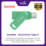 Load image into Gallery viewer, SanDisk Ultra® Dual Drive Go USB Type-C™ Flash Drive, SDDDC3 128GB, USB3.2 Gen 1 Type C / Type A, Swivel Design, Absinthe Green, 5Y
