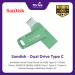 Load image into Gallery viewer, SanDisk Ultra® Dual Drive Go USB Type-C™ Flash Drive, SDDDC3 256GB, USB3.2 Gen 1 Type C / Type A, Swivel Design, Absinthe Green, 5Y
