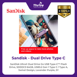 Load image into Gallery viewer, SanDisk Ultra® Dual Drive Go USB Type-C™ Flash Drive, SDDDC3 64GB, USB3.2 Gen 1 Type C / Type A, Swivel Design, Lavender Purple, 5Y
