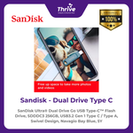 Load image into Gallery viewer, SanDisk Ultra® Dual Drive Go USB Type-C™ Flash Drive, SDDDC3 256GB, USB3.2 Gen 1 Type C / Type A, Swivel Design, Navagio Bay Blue, 5Y
