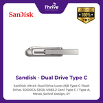 Load image into Gallery viewer, SanDisk Ultra® Dual Drive Luxe USB Type-C Flash Drive, SDDDC4 32GB, USB3.2 Gen1 Type C / Type A, Metal, Swivel Design, 5Y
