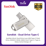 Load image into Gallery viewer, SanDisk Ultra® Dual Drive Luxe USB Type-C Flash Drive, SDDDC4 32GB, USB3.2 Gen1 Type C / Type A, Metal, Swivel Design, 5Y
