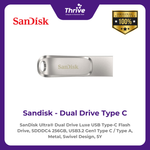 Load image into Gallery viewer, SanDisk Ultra® Dual Drive Luxe USB Type-C Flash Drive, SDDDC4 256GB, USB3.2 Gen1 Type C / Type A, Metal, Swivel Design, 5Y
