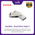 Load image into Gallery viewer, SanDisk Ultra® Dual Drive Luxe USB Type-C Flash Drive, SDDDC4 256GB, USB3.2 Gen1 Type C / Type A, Metal, Swivel Design, 5Y
