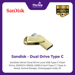 Load image into Gallery viewer, SanDisk Ultra® Dual Drive Luxe USB Type-C Flash Drive, SDDDC4 128GB, USB3.2 Gen1 Type C / Type A, Metal, Swivel Design, Champagne Gold, 5Y
