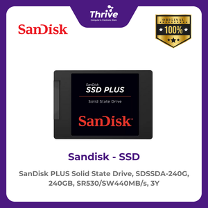 SanDisk PLUS Solid State Drive, SDSSDA-240G, 240GB, SR530/SW440MB/s, 3Y