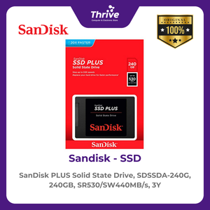 SanDisk PLUS Solid State Drive, SDSSDA-240G, 240GB, SR530/SW440MB/s, 3Y