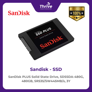 SanDisk PLUS Solid State Drive, SDSSDA-480G, 480GB, SR535/SW445MB/s, 3Y