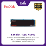 Load image into Gallery viewer, SanDisk Plus NVMe SSD, 500GB, PCIe Gen 3.0, M.2 2280-S3-M, Speeds up to SR2400MB/s, SW1500MB/s, 3Y
