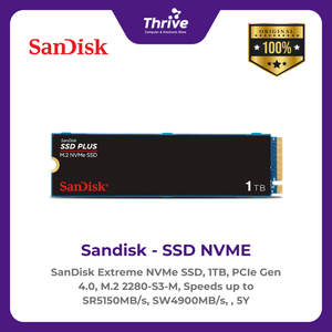 SanDisk Extreme NVMe SSD, 1TB, PCIe Gen 4.0, M.2 2280-S3-M, Speeds up to SR5150MB/s, SW4900MB/s, , 5Y