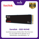 Load image into Gallery viewer, SanDisk Extreme NVMe SSD, 1TB, PCIe Gen 4.0, M.2 2280-S3-M, Speeds up to SR5150MB/s, SW4900MB/s, , 5Y
