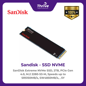 SanDisk Extreme NVMe SSD, 2TB, PCIe Gen 4.0, M.2 2280-S3-M, Speeds up to SR5150MB/s, SW4850MB/s, , 5Y