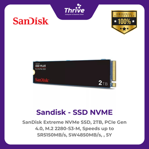 SanDisk Extreme NVMe SSD, 2TB, PCIe Gen 4.0, M.2 2280-S3-M, Speeds up to SR5150MB/s, SW4850MB/s, , 5Y