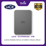 Load image into Gallery viewer, LaCie Mobile Drive v2 USB-C Moon Silver 4TB STLP4000400
