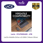 Load image into Gallery viewer, LaCie Mobile Drive v2 USB-C Moon Silver 4TB STLP4000400
