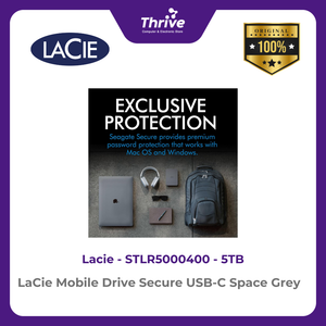 LaCie Mobile Drive Secure USB-C Space Grey 5TB STLR5000400