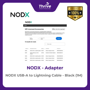 NODX USB-A to Lightning Cable - Black (1M) - K01012