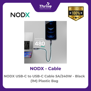 NODX USB-C to USB-C Cable 5A/240W - Black (1M) Plastic Bag - K05011