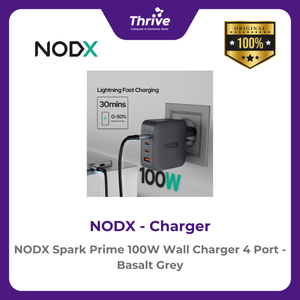 NODX Spark Prime 100W Wall Charger 4 Port - Basalt Grey - C10014