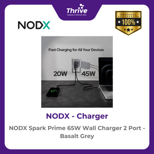 NODX Spark Prime 65W Wall Charger 2 Port - Basalt Grey - C65012