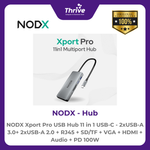 Load image into Gallery viewer, NODX Xport Pro USB Hub 11 in 1 USB-C - 2xUSB-A 3.0+ 2xUSB-A 2.0 + RJ45 + SD/TF + VGA + HDMI + Audio + PD 100W - H05110
