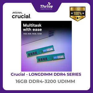 Crucial by Micron LONGDIMM SERIES 16GB DDR4-3200 UDIMM PC4-25600 3200 Mhz - CT16G4DFS832A Limited Lifetime
