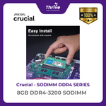 Load image into Gallery viewer, Crucial by Micron SODIMM SERIES 8GB DDR4-3200 SODIMM PC4-25600 3200 Mhz - CT8G4SFRA32A Limited Lifetime
