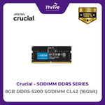 Load image into Gallery viewer, Crucial by Micron SODIMM SERIES 8GB DDR5-5200 SODIMM CL42 (16Gbit) PC5-41600 5200 Mhz - CT8G52C42S5 Limited Lifetime