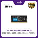 Load image into Gallery viewer, Crucial by Micron SODIMM 32GB DDR5-5200 SODIMM CL42 (16Gbit) PC5-41600 5200 Mhz - CT32G52C42S5 Limited Lifetime