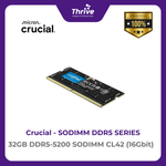 Load image into Gallery viewer, Crucial by Micron SODIMM 32GB DDR5-5200 SODIMM CL42 (16Gbit) PC5-41600 5200 Mhz - CT32G52C42S5 Limited Lifetime