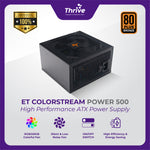 Load image into Gallery viewer, ET ColorStream Power 500 - High Performance ATX Power Supply, 500W, RGB Fan, 80 Plus Bronze
