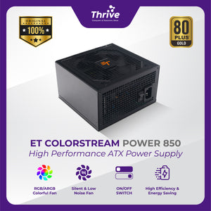 ET ColorStream Power 850 Full Modular - High Performance ATX Power Supply, 850W, RGB Fan, 80 Plus Bronze