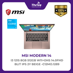 Load image into Gallery viewer, MSI MODERN 14 I3 1215 8GB 512GB W11+OHS 14.0FHD BLIT IPS 2Y BEIGE -C12MO.1289