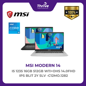 MSI MODERN 14 I5 1235 16GB 512GB W11+OHS 14.0FHD IPS BLIT 2Y SLV -C12MO.1282
