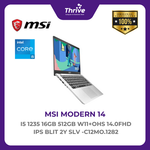 MSI MODERN 14 I5 1235 16GB 512GB W11+OHS 14.0FHD IPS BLIT 2Y SLV -C12MO.1282