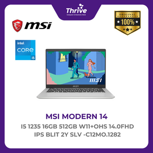 MSI MODERN 14 I5 1235 16GB 512GB W11+OHS 14.0FHD IPS BLIT 2Y SLV -C12MO.1282